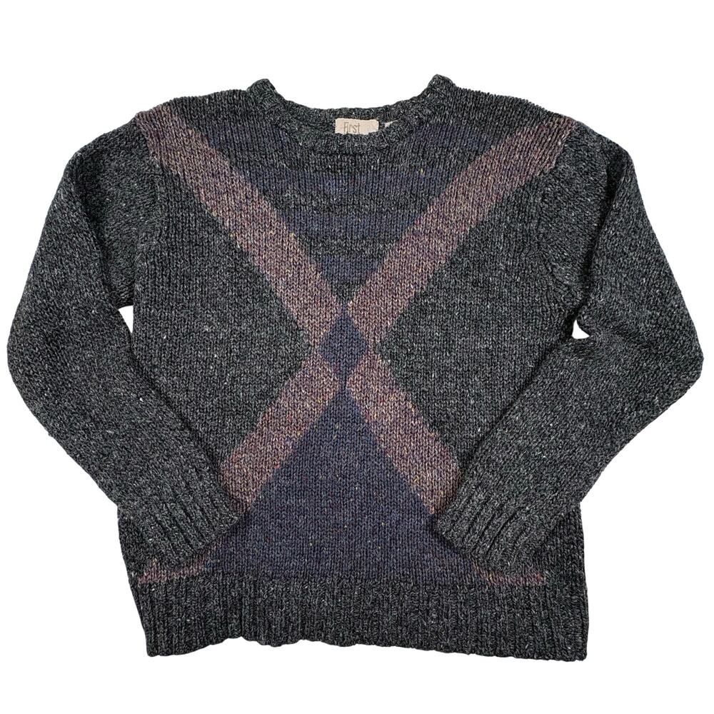 Vintage First Landing Wool Blend Pullover Sweater Women's L Gray